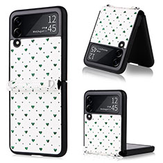 Luxury Leather Matte Finish and Plastic Back Cover Case R07 for Samsung Galaxy Z Flip3 5G Green