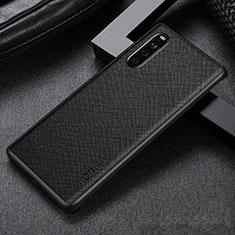 Luxury Leather Matte Finish and Plastic Back Cover Case S01 for Sony Xperia 10 IV Black
