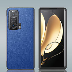 Luxury Leather Matte Finish and Plastic Back Cover Case S02 for Huawei Honor Magic Vs 5G Blue