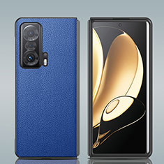 Luxury Leather Matte Finish and Plastic Back Cover Case S02 for Huawei Honor Magic Vs Ultimate 5G Blue
