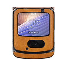 Luxury Leather Matte Finish and Plastic Back Cover Case S02 for Motorola Moto RAZR (2022) 5G Brown