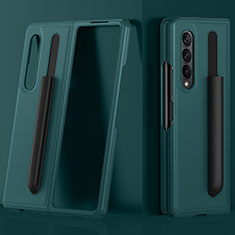 Luxury Leather Matte Finish and Plastic Back Cover Case S02 for Samsung Galaxy Z Fold4 5G Green