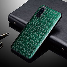 Luxury Leather Matte Finish and Plastic Back Cover Case S02 for Sony Xperia 1 IV SO-51C Green