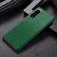 Luxury Leather Matte Finish and Plastic Back Cover Case S02 for Sony Xperia 5 IV Green