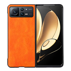 Luxury Leather Matte Finish and Plastic Back Cover Case S03 for Xiaomi Mix Fold 2 5G Orange