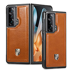 Luxury Leather Matte Finish and Plastic Back Cover Case S04D for Huawei Honor Magic Vs Ultimate 5G Brown