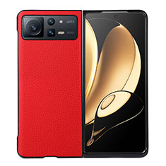 Luxury Leather Matte Finish and Plastic Back Cover Case S05 for Xiaomi Mix Fold 2 5G Red