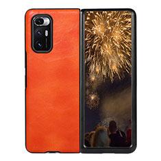Luxury Leather Matte Finish and Plastic Back Cover Case S05 for Xiaomi Mix Fold 5G Orange