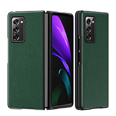 Luxury Leather Matte Finish and Plastic Back Cover Case S06 for Samsung Galaxy Z Fold2 5G Green