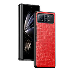 Luxury Leather Matte Finish and Plastic Back Cover Case S07 for Xiaomi Mix Fold 2 5G Red