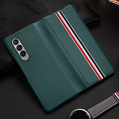 Luxury Leather Matte Finish and Plastic Back Cover Case S09 for Samsung Galaxy Z Fold4 5G Green