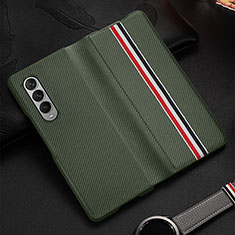 Luxury Leather Matte Finish and Plastic Back Cover Case S09 for Samsung Galaxy Z Fold4 5G Matcha Green