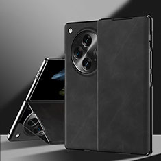 Luxury Leather Matte Finish and Plastic Back Cover Case SY1 for OnePlus Open 5G Black
