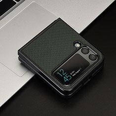 Luxury Leather Matte Finish and Plastic Back Cover Case T04 for Samsung Galaxy Z Flip4 5G Green