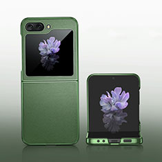 Luxury Leather Matte Finish and Plastic Back Cover Case WL1 for Samsung Galaxy Z Flip5 5G Green