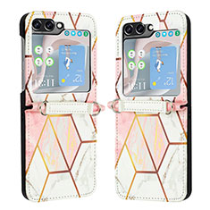 Luxury Leather Matte Finish and Plastic Back Cover Case YB1 for Samsung Galaxy Z Flip5 5G White