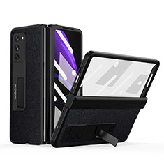 Luxury Leather Matte Finish and Plastic Back Cover Case Z06 for Samsung Galaxy Z Fold2 5G Black