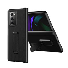 Luxury Leather Matte Finish and Plastic Back Cover Case Z08 for Samsung Galaxy Z Fold2 5G Black