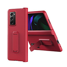 Luxury Leather Matte Finish and Plastic Back Cover Case Z08 for Samsung Galaxy Z Fold2 5G Red