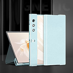Luxury Leather Matte Finish and Plastic Back Cover Case ZL1 for Huawei Honor V Purse 5G Cyan