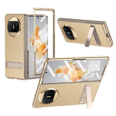 Luxury Leather Matte Finish and Plastic Back Cover Case ZL1 for Huawei Mate X3 Gold
