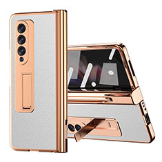 Luxury Leather Matte Finish and Plastic Back Cover Case ZL1 for Samsung Galaxy Z Fold3 5G White