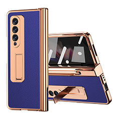 Luxury Leather Matte Finish and Plastic Back Cover Case ZL1 for Samsung Galaxy Z Fold4 5G Blue