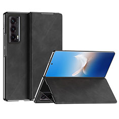 Luxury Leather Matte Finish and Plastic Back Cover Case ZL2 for Huawei Honor Magic Vs2 5G Black