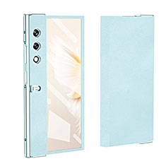 Luxury Leather Matte Finish and Plastic Back Cover Case ZL2 for Huawei Honor V Purse 5G Cyan