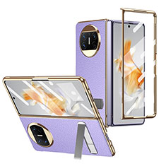 Luxury Leather Matte Finish and Plastic Back Cover Case ZL2 for Huawei Mate X5 Purple