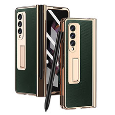 Luxury Leather Matte Finish and Plastic Back Cover Case ZL3 for Samsung Galaxy Z Fold4 5G Green