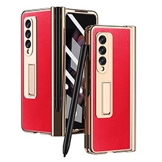 Luxury Leather Matte Finish and Plastic Back Cover Case ZL3 for Samsung Galaxy Z Fold4 5G Red