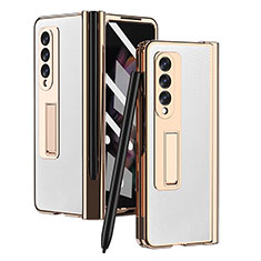 Luxury Leather Matte Finish and Plastic Back Cover Case ZL3 for Samsung Galaxy Z Fold4 5G White