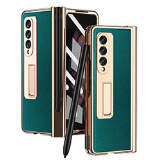 Luxury Leather Matte Finish and Plastic Back Cover Case ZL5 for Samsung Galaxy Z Fold3 5G Green