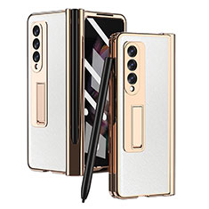 Luxury Leather Matte Finish and Plastic Back Cover Case ZL5 for Samsung Galaxy Z Fold4 5G White