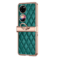 Luxury Leather Matte Finish and Plastic Back Cover Case ZL6 for Huawei P50 Pocket Green
