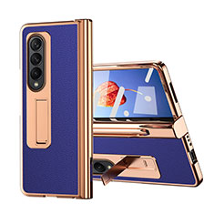 Luxury Leather Matte Finish and Plastic Back Cover Case ZL6 for Samsung Galaxy Z Fold3 5G Blue