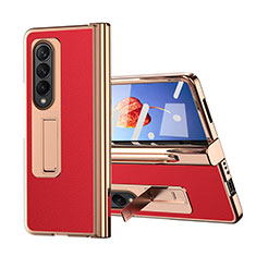 Luxury Leather Matte Finish and Plastic Back Cover Case ZL6 for Samsung Galaxy Z Fold3 5G Red