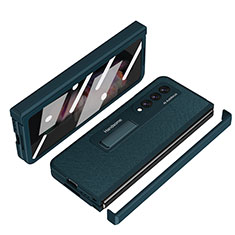 Luxury Leather Matte Finish and Plastic Back Cover Case ZL7 for Samsung Galaxy Z Fold4 5G Green