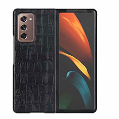 Luxury Leather Snap On Case Cover S02 for Samsung Galaxy Z Fold2 5G Black