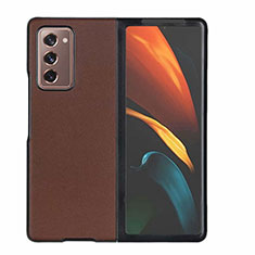 Luxury Leather Snap On Case Cover S03 for Samsung Galaxy Z Fold2 5G Brown