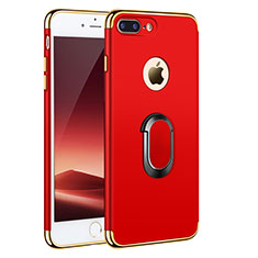 Luxury Metal Frame and Plastic Back Case with Finger Ring Stand A01 for Apple iPhone 7 Plus Red