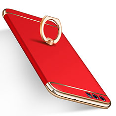 Luxury Metal Frame and Plastic Back Case with Finger Ring Stand A01 for Huawei P10 Red