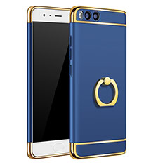 Luxury Metal Frame and Plastic Back Case with Finger Ring Stand A02 for Xiaomi Mi 6 Blue