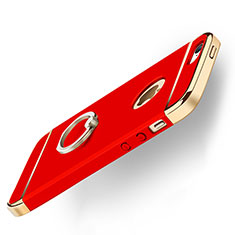 Luxury Metal Frame and Plastic Back Case with Finger Ring Stand for Apple iPhone 5S Red