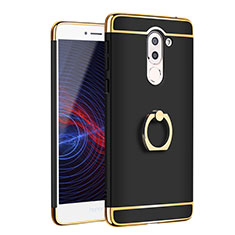 Luxury Metal Frame and Plastic Back Case with Finger Ring Stand for Huawei GR5 (2017) Black