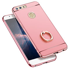 Luxury Metal Frame and Plastic Back Case with Finger Ring Stand for Huawei Honor 8 Rose Gold