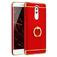 Luxury Metal Frame and Plastic Back Case with Finger Ring Stand for Huawei Mate 9 Lite Red