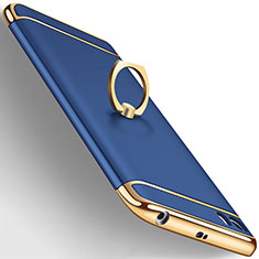 Luxury Metal Frame and Plastic Back Case with Finger Ring Stand for Xiaomi Mi 5 Blue