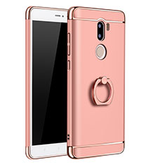 Luxury Metal Frame and Plastic Back Case with Finger Ring Stand for Xiaomi Mi 5S Plus Rose Gold